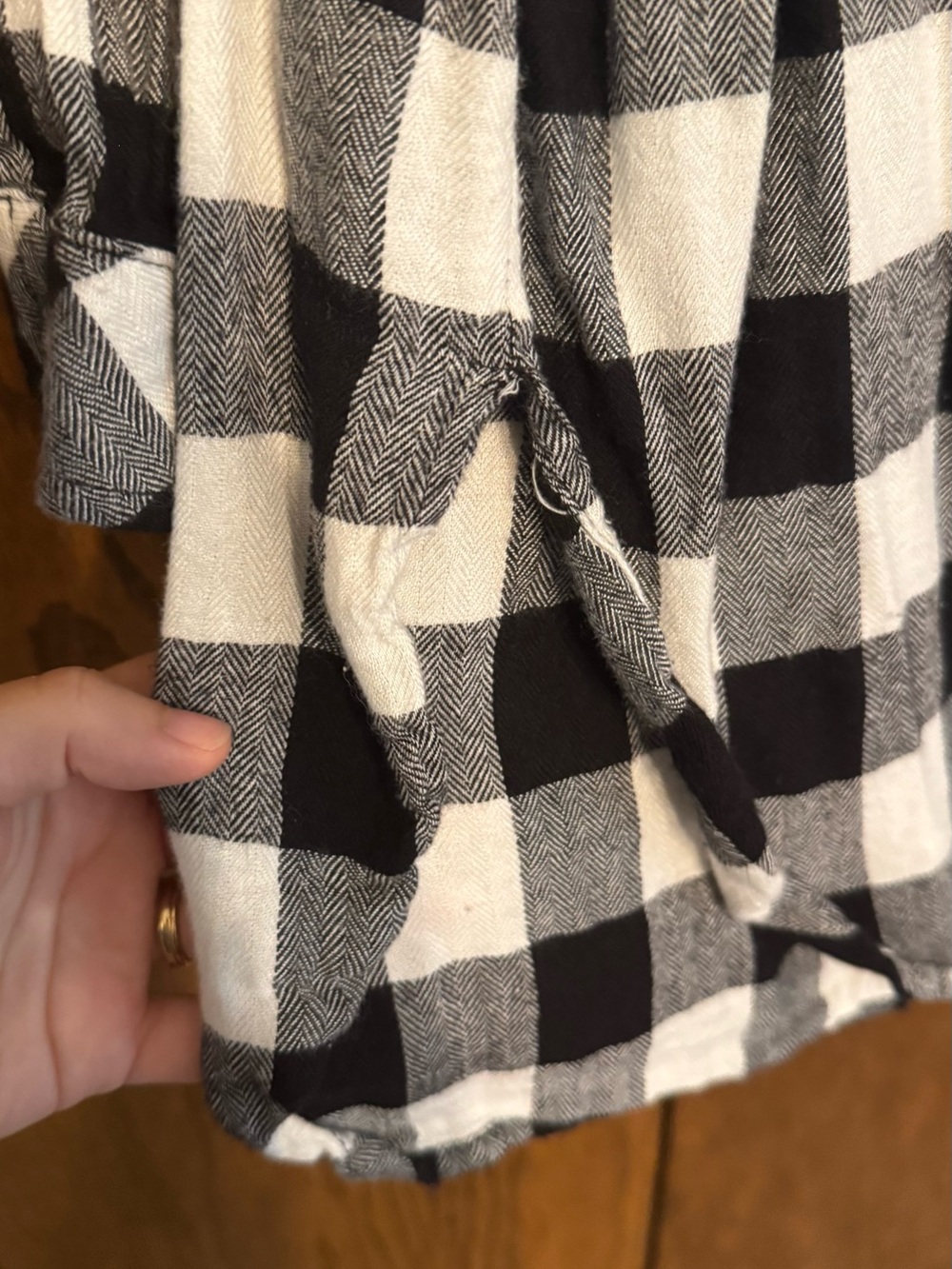 Women’s Black and White Buffalo Plaid Button-Down Shirt - Picture 7 of 7